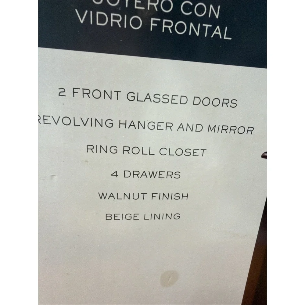 FRONT GLASS JEWELRY BOX-RING ROLL CLOSET, 4 DRAWERS, REVOLVING HANGER,MIRROR NEW